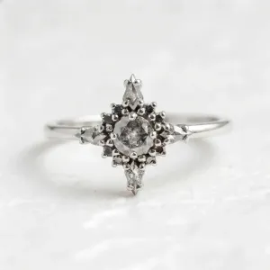 Gold cluster ring with salt and pepper diamonds ring RAVE