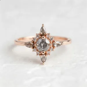 Unique cluster salt'n'pepper diamonds ring RAVENNA