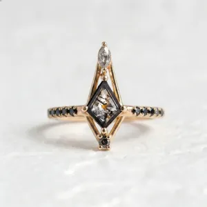 Extravagant ring with salt and pepper diamonds SANIA Thumbnail