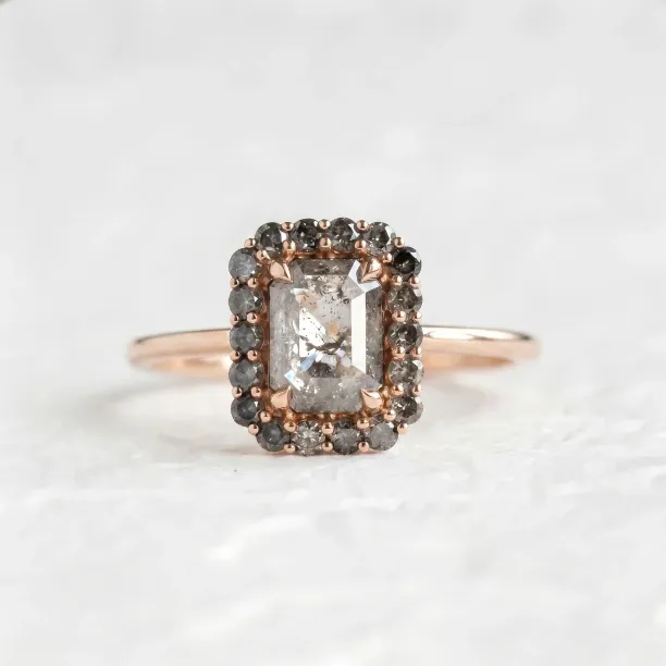 Salt and pepper diamond vintage engagement ring LUCIANA Image