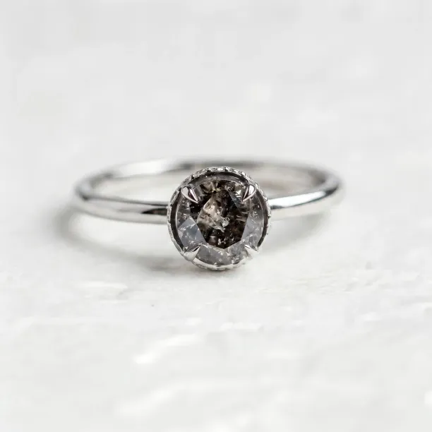 Luxury engagement ring with salt and pepper diamonds TANAQUIL Image