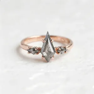 Engagement ring with kite salt and pepper diamonds QUEST