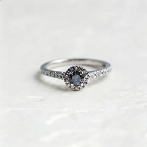 Halo engagement ring with salt and pepper diamonds MARILLA Image