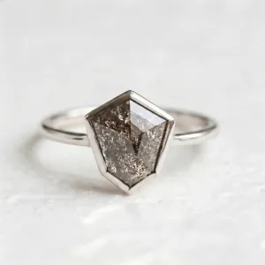 Gold ring with hexagon salt and pepper diamond CIARO