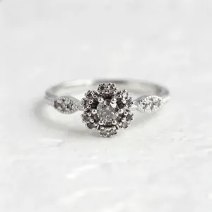 Engagement halo salt'n'pepper diamonds ring CALIMERO Thumbnail