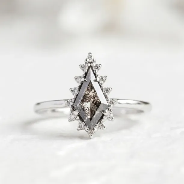 Gold cluster ring with salt'n'pepper diamonds DOMIZOS Image