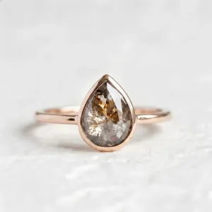 Gold ring with salt and pepper diamond XENA Thumbnail