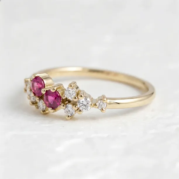 Pink sapphire and natural diamond engagement ring CLARETTE Image