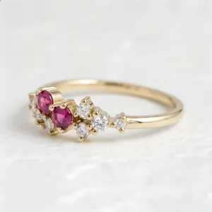 Pink sapphire and natural diamond engagement ring CLARETTE