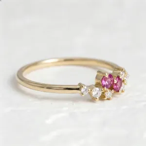 Pink sapphire and natural diamond engagement ring CLARETTE