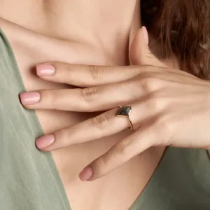Gold ring with moss agate AUGUSTA Thumbnail