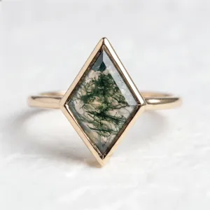 Gold ring with moss agate AUGUSTA Thumbnail