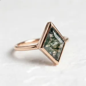 Gold ring with moss agate AUGUSTA Thumbnail