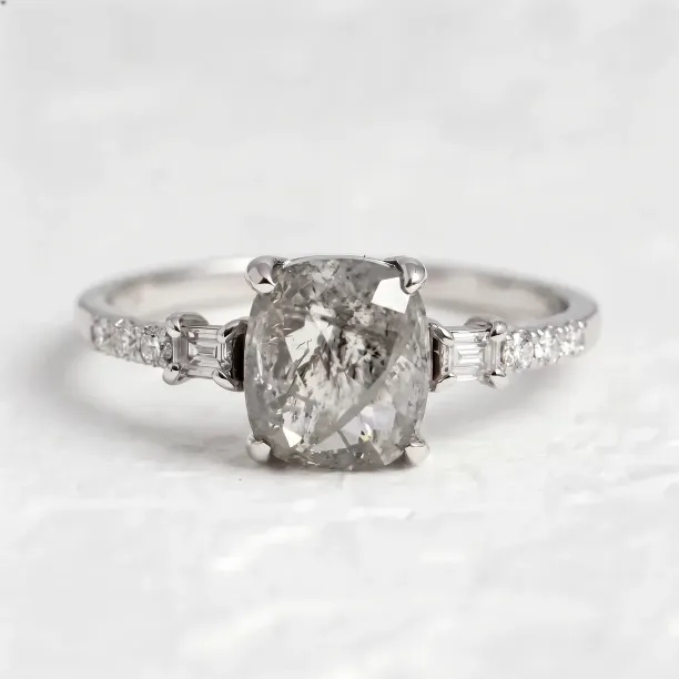Gold ring with gray diamond salt and pepper CATERINA Image