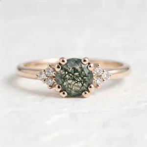 Noble gold ring with moss agate and diamonds MONNY Thumbnail