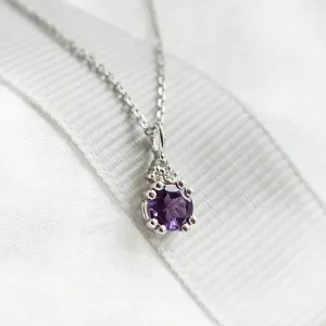 Gold amethyst and diamond pendant LILA Thumbnail