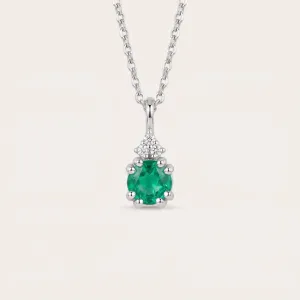 Gold emerald and diamond pendant LANA