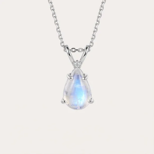 Gold moonstone necklace with diamond LUNA Image