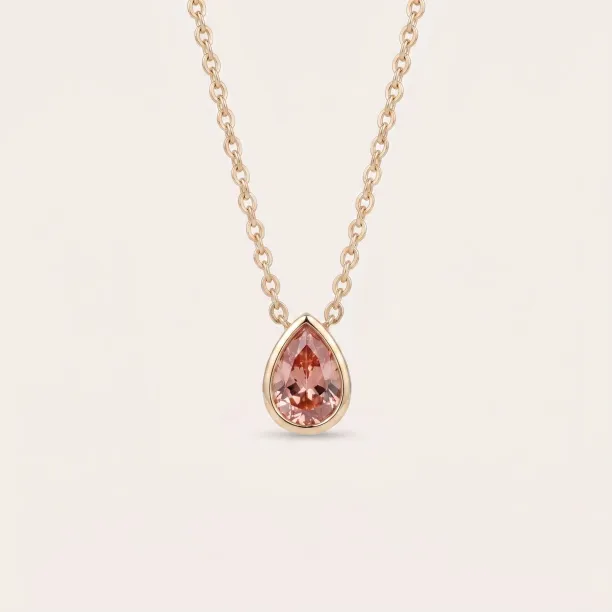 Pink lab created diamond necklace MAEVA Image