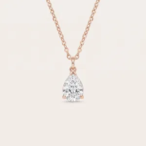 Gold necklace with pear lab created diamond NEO