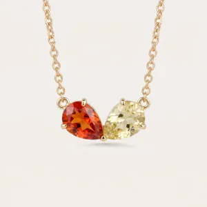Gold necklace toi et moi with citrine and lemon quartz MEL