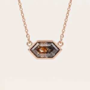 Gold necklace with hexagon salt and pepper diamond PERTH