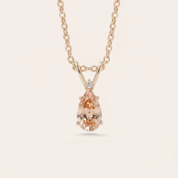 Gold pendant with orange lab grown diamond and classic diamond SOLARIS Image