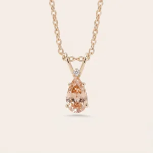 Gold pendant with orange lab grown diamond and classic diamond SOLARIS