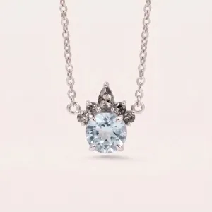 Gold aquamarine and salt &amp; pepper diamond necklace BELLAS Thumbnail