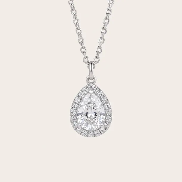 Gold halo pendant with moissanites GLORY Image
