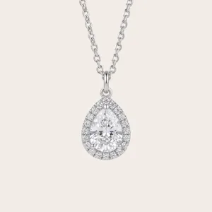 Gold halo pendant with moissanites GLORY Thumbnail