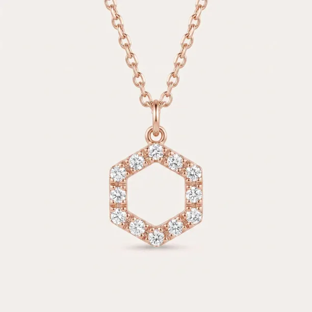 Elegant hexagon lab-grown diamond necklace MARION Image
