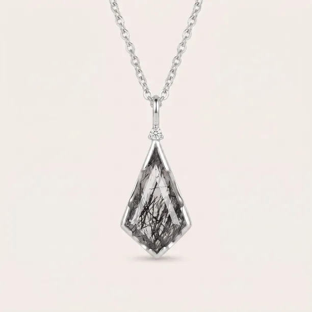 Rutilated quartz pendant with diamond MATTIAS Image
