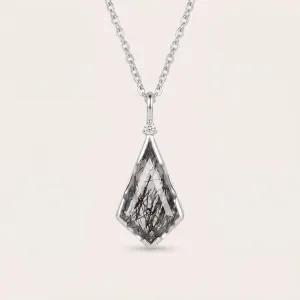 Rutilated quartz pendant with diamond MATTIAS Thumbnail