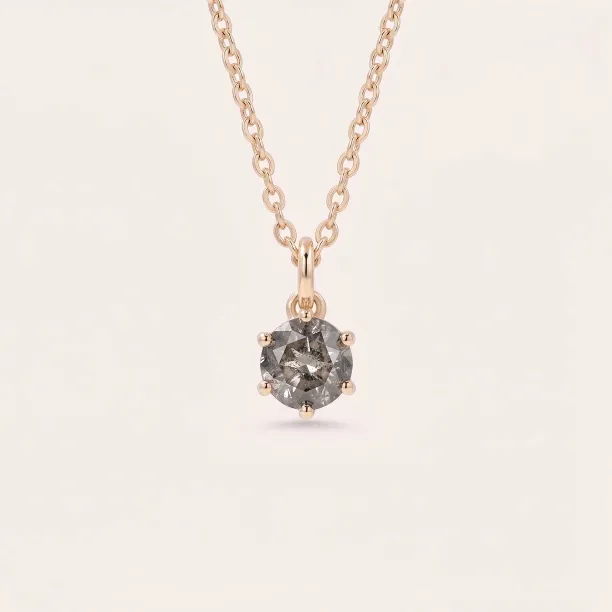 Minimalist gold pendant with salt and pepper diamond SALO Image