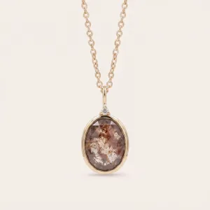 Gold necklace with oval salt'n'pepper diamond VICTORIA
