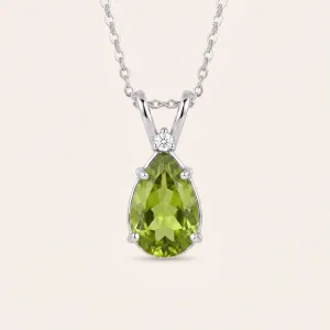 Gold necklace with peridot and diamond KIWI