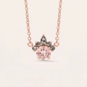 Cluster neklace with morganite and salt and pepper diamonds FLAMINGO