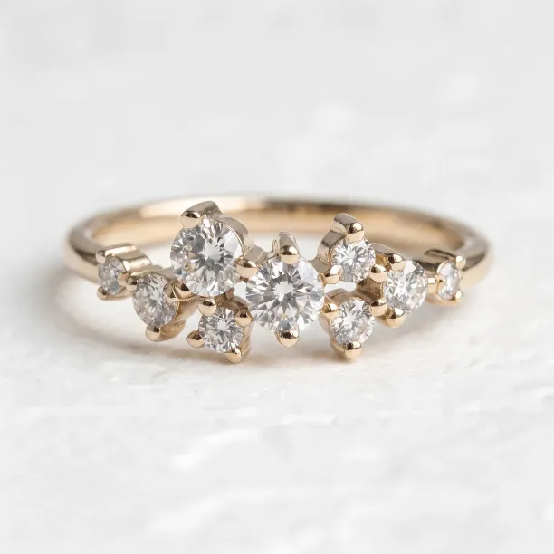 Elegant cluster ring with natural or lab created diamonds CLORÉ Image