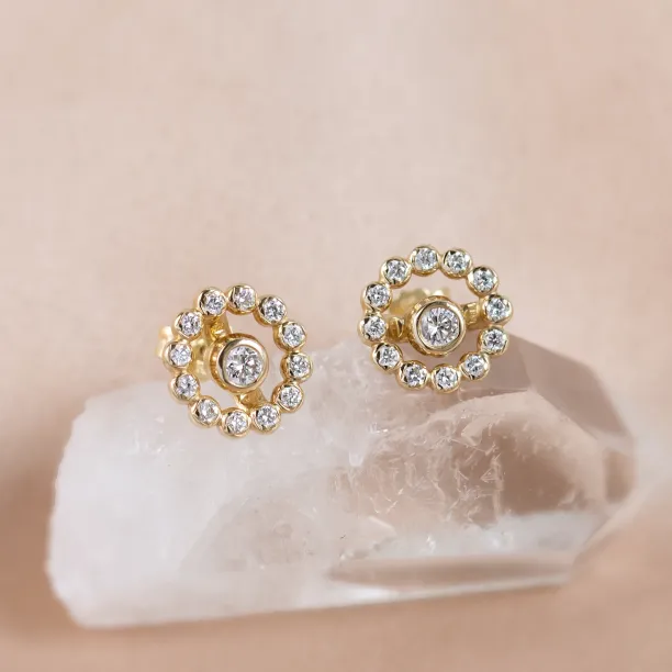 Lab grown diamond earrings with interchangeable gemstone FLORES Image