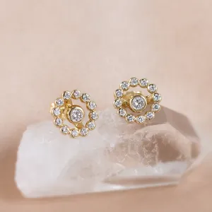 Lab grown diamond earrings with interchangeable gemstone FLORES Thumbnail