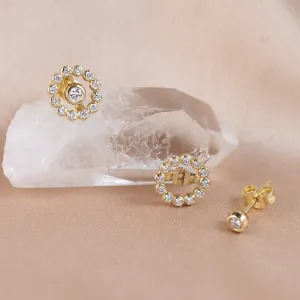 Lab grown diamond earrings with interchangeable gemstone FLORES Thumbnail
