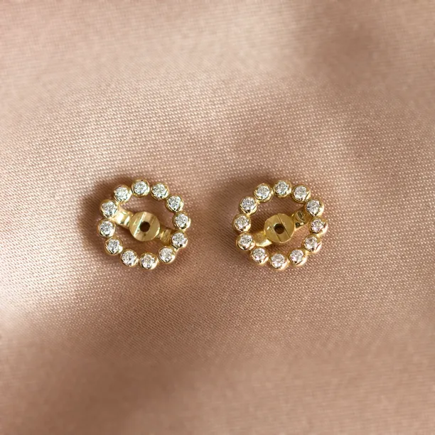 Lab grown diamond earrings with interchangeable gemstone FLORES Image