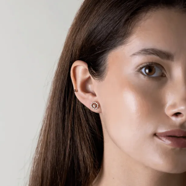 Lab grown diamond earrings with interchangeable gemstone FLORES Image