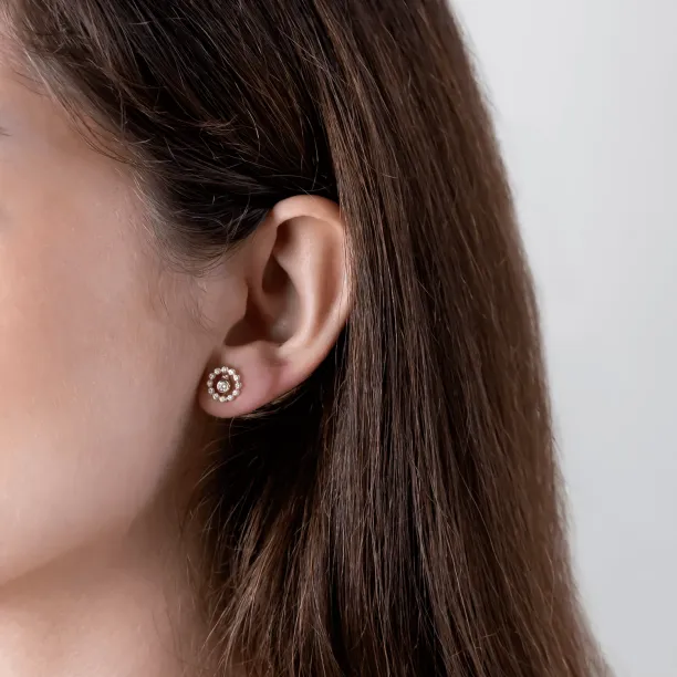 Lab grown diamond earrings with interchangeable gemstone FLORES Image