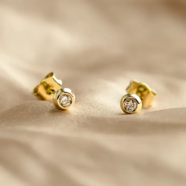Lab grown diamond earrings with interchangeable gemstone FLORES Image