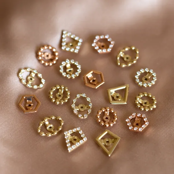Lab grown diamond earrings with interchangeable gemstone FLORES Image
