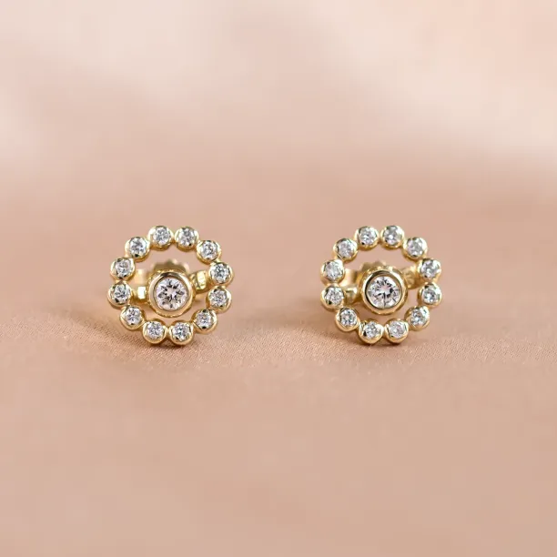 Lab grown diamond earrings with interchangeable gemstone FLORES Image