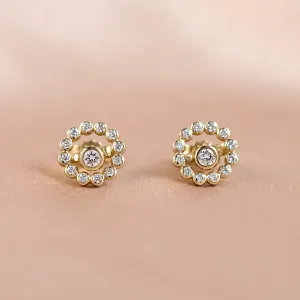 Lab grown diamond earrings with interchangeable gemstone FLORES Thumbnail