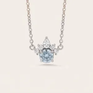 Gold necklace with aquamarine and diamonds AZURINE Thumbnail